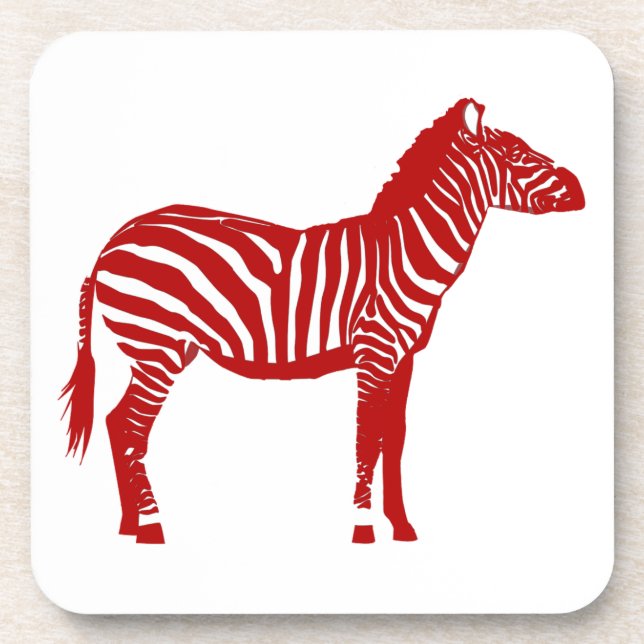 Zebra - Deep Red and White Coaster (Front)