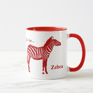 Zebra - Deep Red and White Mug