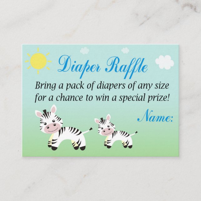 Zebra Diaper Raffle Tickets (Front)