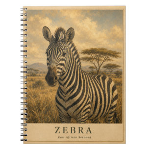 Zebra East African Savanna VINTAGE Notebook