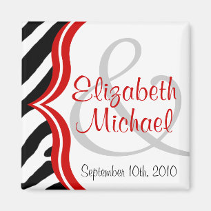 Zebra et Red Save the Date Magnet