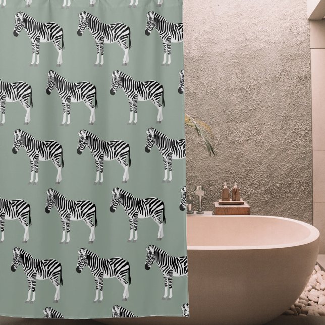 Zebra Exotic Animal Pattern Sage Green  (Zebra Exotic Animal Pattern Sage Green Shower Curtain)