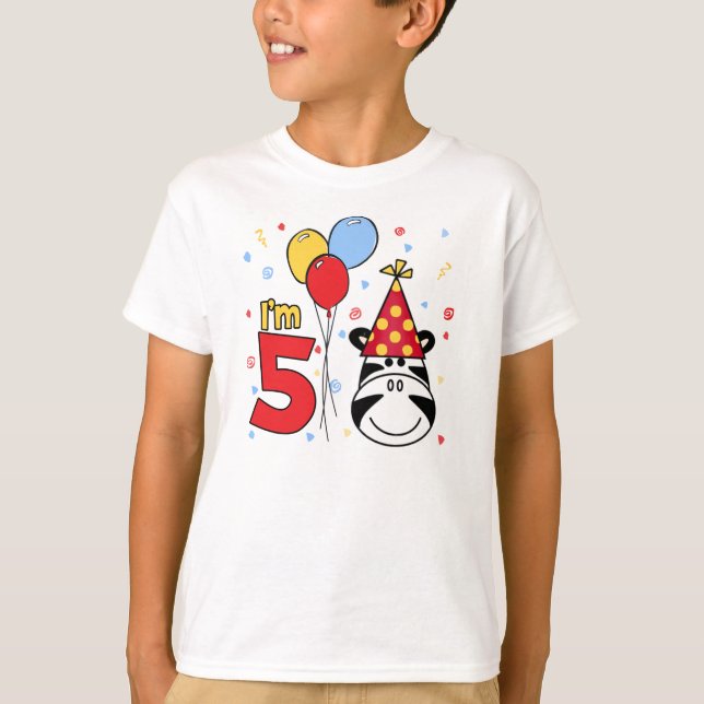 Zebra Face  5th Birthday T-Shirt (Front)