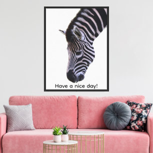 Zebra Face   Black & White Wall Art Text
