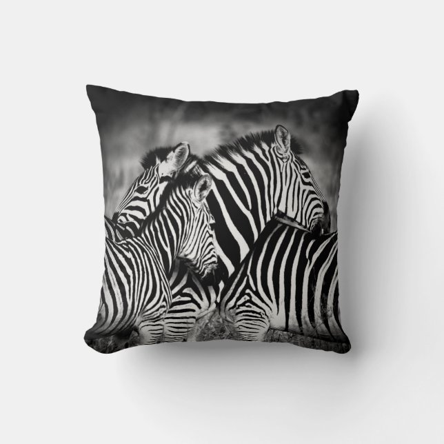 ZEBRA Family Awesome Wildlife Throw Pillow (Front)