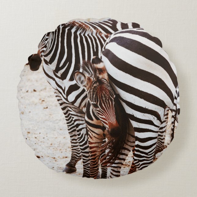 ZEBRA FAMILY ROUND PILLOW (Front)