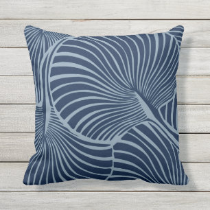 Zebra Fan Palm Hawaiian Tropical Blue Outdoor Pillow