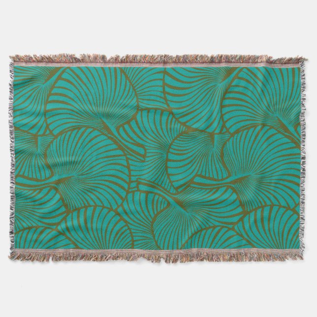 Zebra Fan Palm Hawaiian Tropical Jade Green  Throw Blanket (Front)