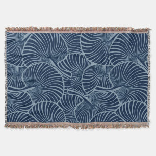 Zebra Fan Palm Hawaiian Tropical Navy Blue Throw Blanket