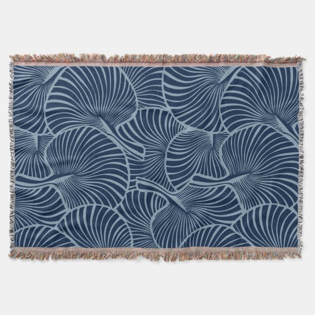 Zebra Fan Palm Hawaiian Tropical Navy Blue  Throw Blanket (Front)