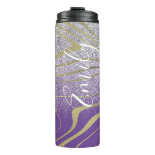 Zebra Faux Gold Thermal Tumbler