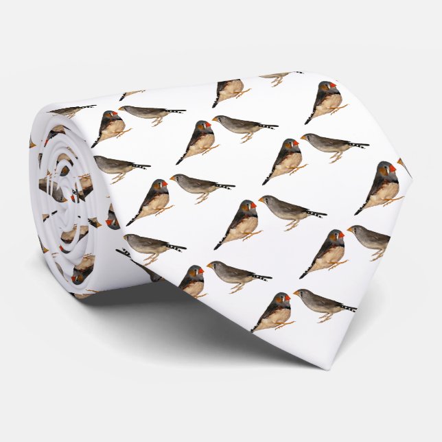 Zebra Finch Frenzy 2 Tie Dbl Sided (Choose Colour) (Rolled)