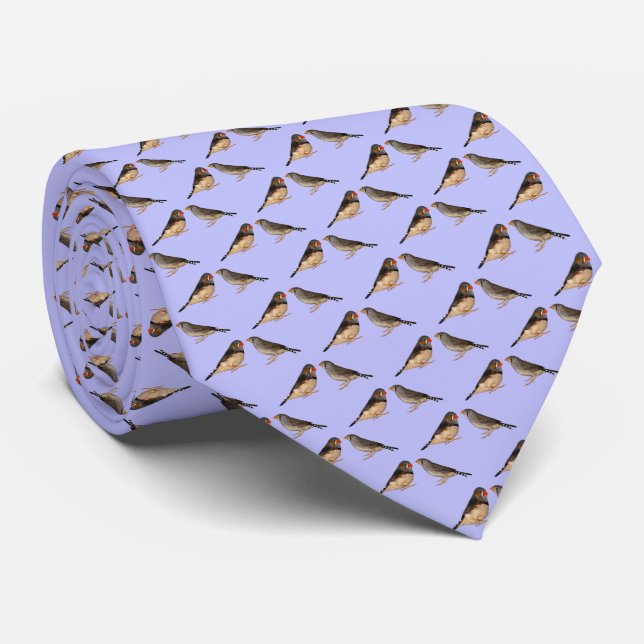 Zebra Finch Frenzy Tie Double Sided (Lilac) (Rolled)