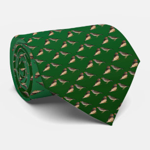 Zebra Finch Frenzy Tie (Light/Dark Green)