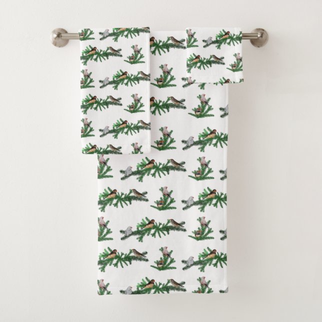 Zebra Finch Party Bathroom Towels (choose colour) (Insitu)