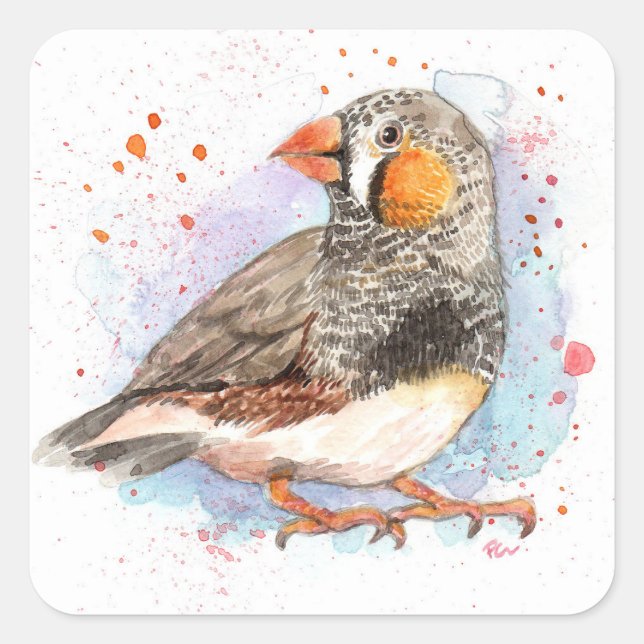 Zebra Finch Square Sticker (Front)