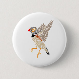Zebra finch tribal tattoo design 2 inch round button