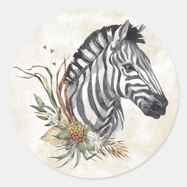 Zebra Floral Sticker (Front)