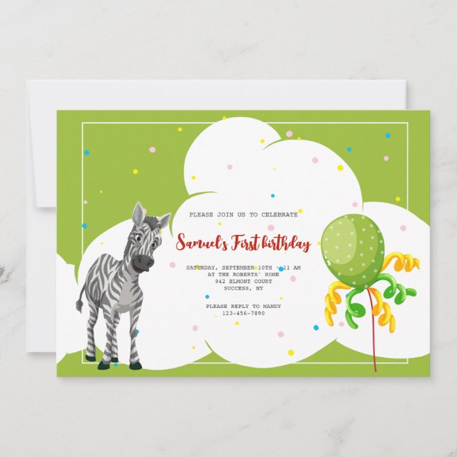 Zebra Frame Birthday Party Invitation (Front)