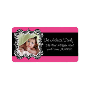 Zebra Frame Hot Pink PHOTO Return Address Label