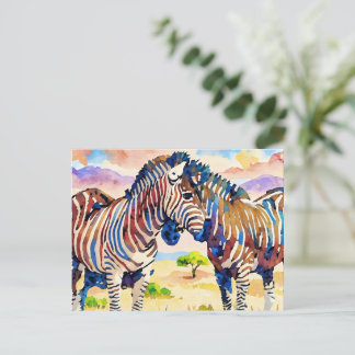 zebra friends in the Savannah Postcard