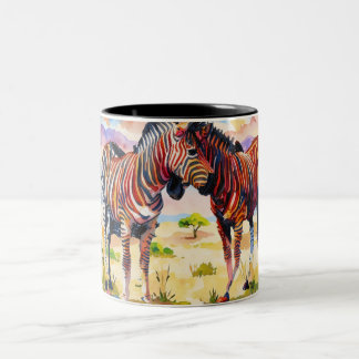 Zebra friends in the Savannah Two-Tone Coffee Mug
