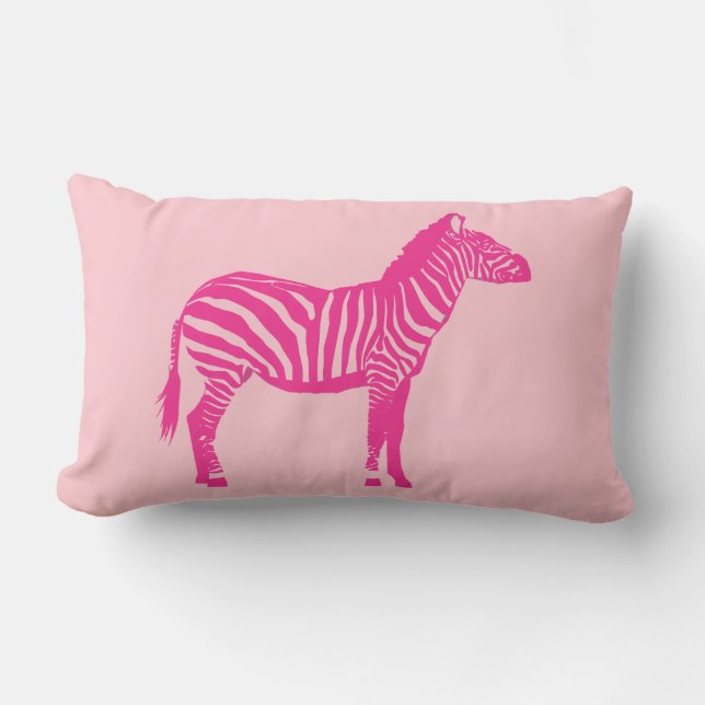 Zebra - Fuchsia and light pink Lumbar Pillow (Front)