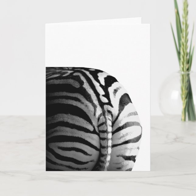 Zebra funny Tail Back Side Butt Greeting Card (Front)