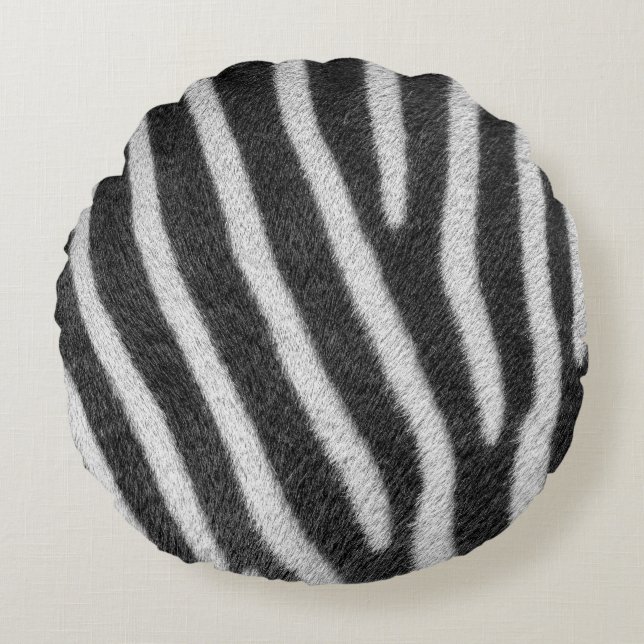 Zebra Fur Animal Pattern Round Pillow (Front)