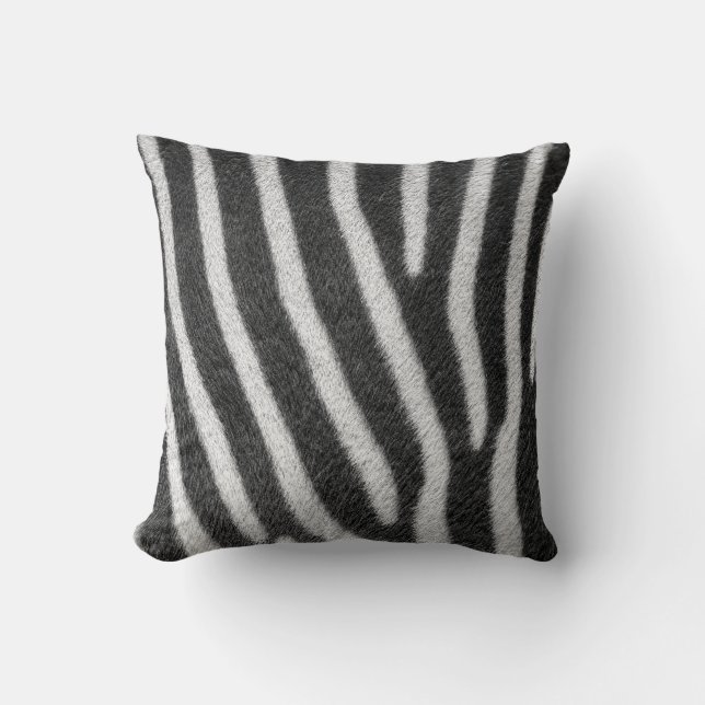 Zebra Fur Animal Pattern Throw Pillow (Front)