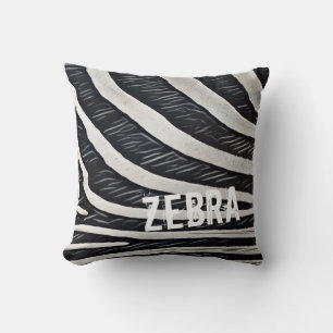 Zebra Fur Black and White Design for Animal Lover Throw Pillow