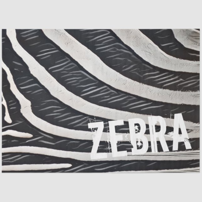 Zebra Fur Black and White Design for Animal Lover Tissue Paper (Front)