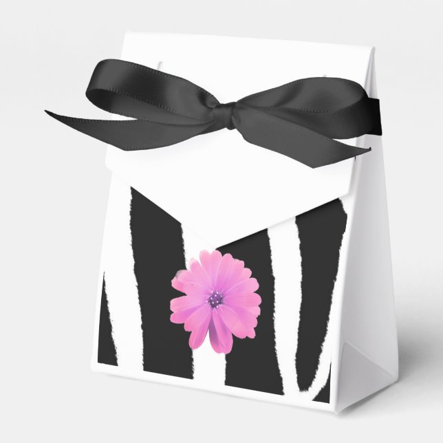Zebra Fur Pattern with Flower Favor Box (Front Side)