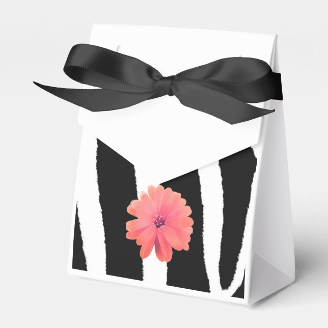 Zebra Fur Pattern with Flower Favor Box (Front Side)