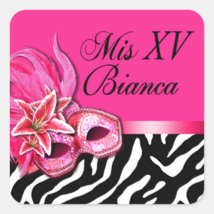 Zebra Fuschia Masquerade Quinceañera Sticker