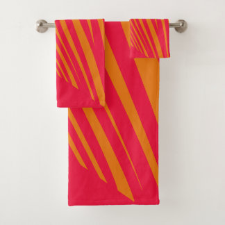 Zebra geometrical fucsia orange bath towel set