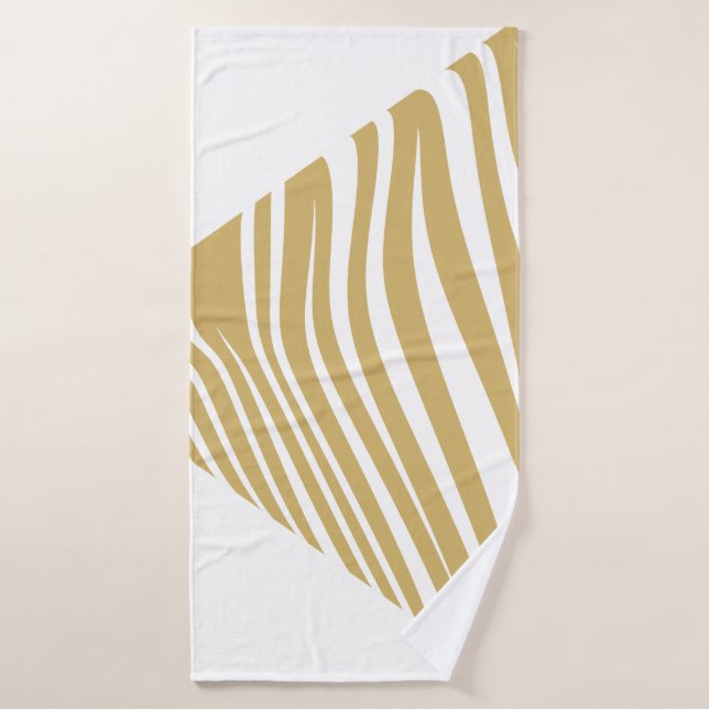 Zebra geometrical white & beige bath towel set (Bath Towel)