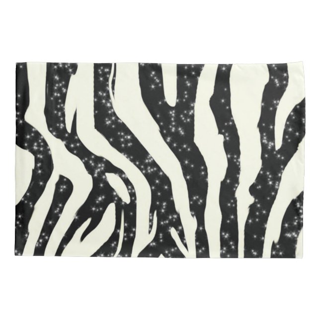 Zebra Glitter Stripes Animal Print Pillowcase (Back)