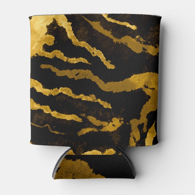 Zebra Gold Tie Dye Pattern Can Cooler (Front)