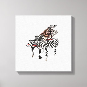 Zebra Grand Piano ~ 12x12 .75 Thick Canvas Print