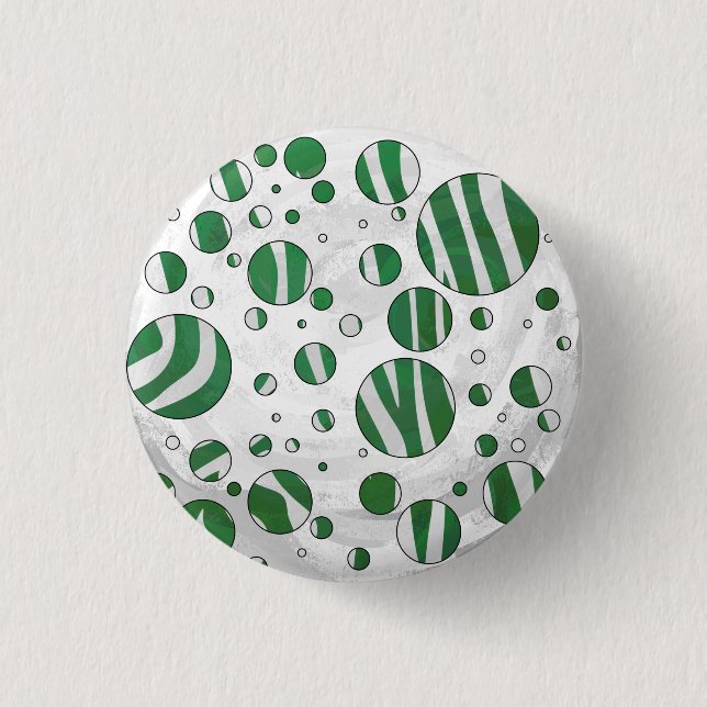 Zebra Green and White Polka Dot 1 Inch Round Button (Front)