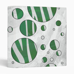 Zebra Green and White Polka Dot Binder