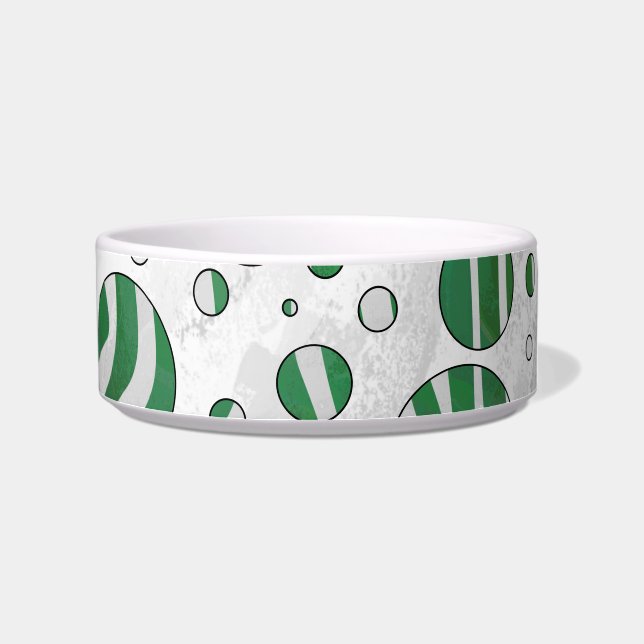 Zebra Green and White Polka Dot Bowl (Right)