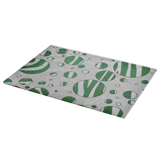 Zebra Green and White Polka Dot Cutting Board (Corner)