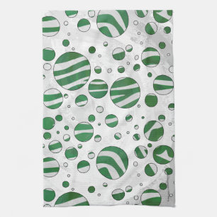Zebra Green and White Polka Dot Kitchen Towel