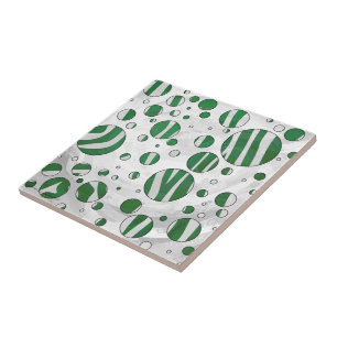 Zebra Green and White Polka Dot Tile
