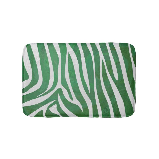 Zebra Green and White Print Bath Mat (Front)