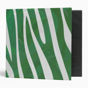 Zebra Green and White Print Binder