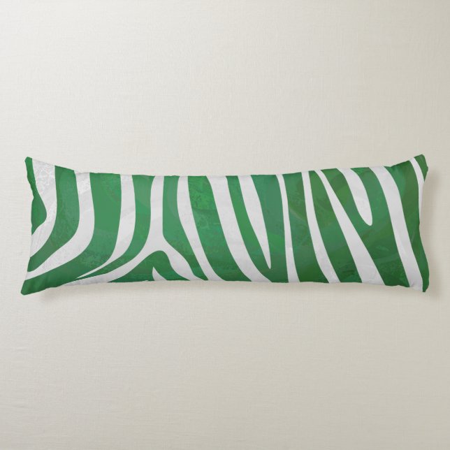 Zebra Green and White Print Body Pillow (Front)