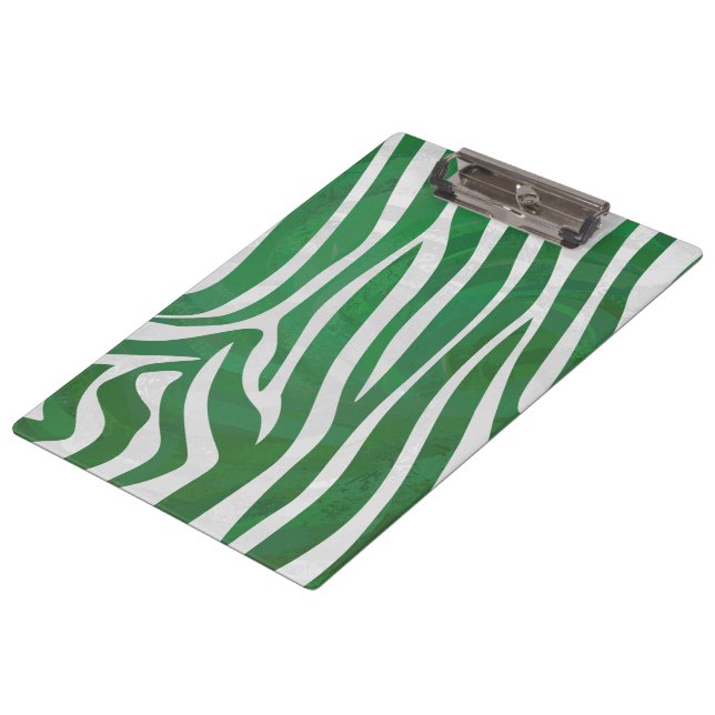 Zebra Green and White Print Clipboard (Angled)